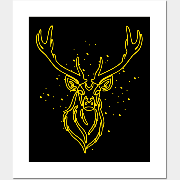 Yellow deer head Wall Art by Dominic Becker